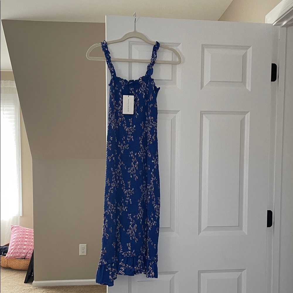 Faithfull the Brand Blue Floral Midi Dress